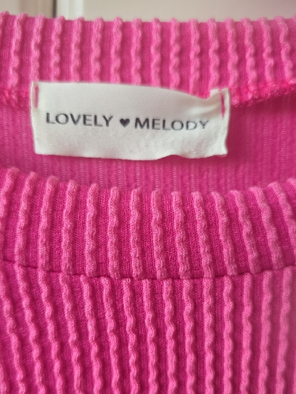 Lovely Melody Hot Pink Waffle Knit Sweater with Leopard Raglan Sleeves - Picture 2 of 3